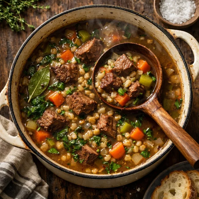 Hearty Herb Beef & Barley Soup