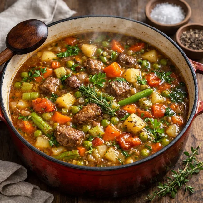Hearty Herb-Infused Vegetable Beef Soup