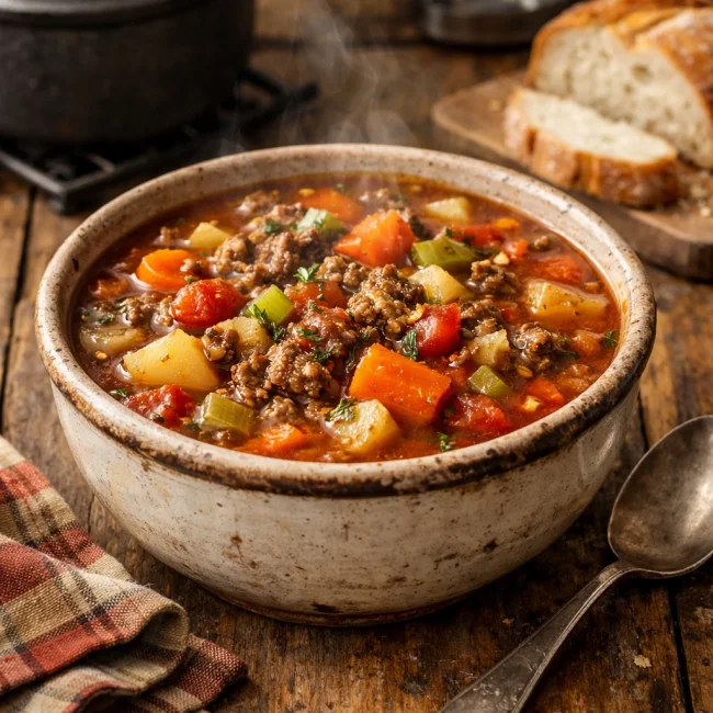 Hearty Homestead Hamburger Soup