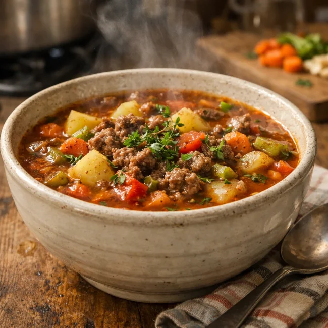 Hearty Homestyle Hamburger Soup