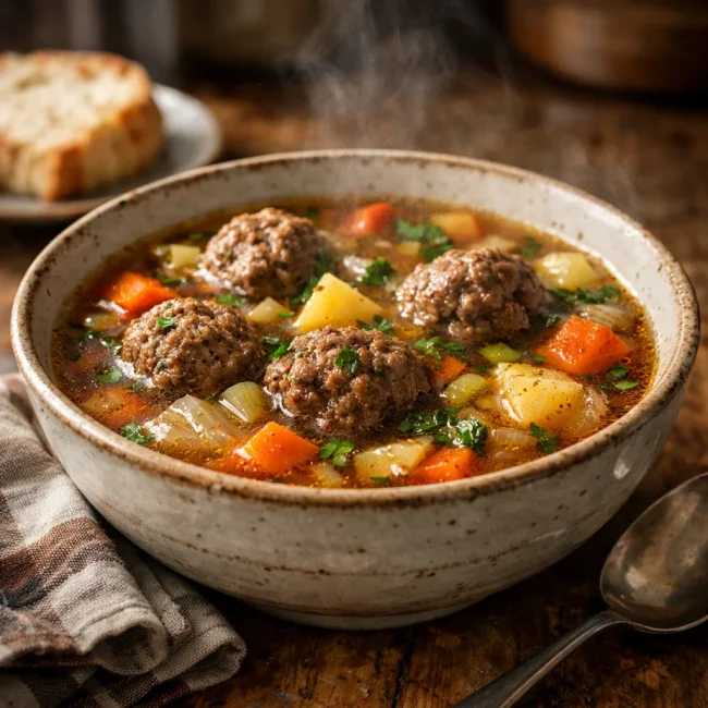 Hearty Homestyle Meatball Soup