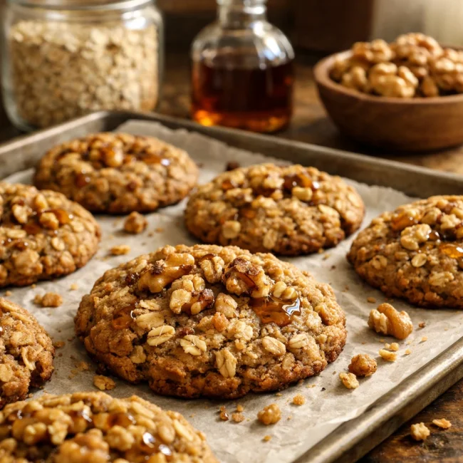 Hearty Maple Walnut Oatmeal Cookies