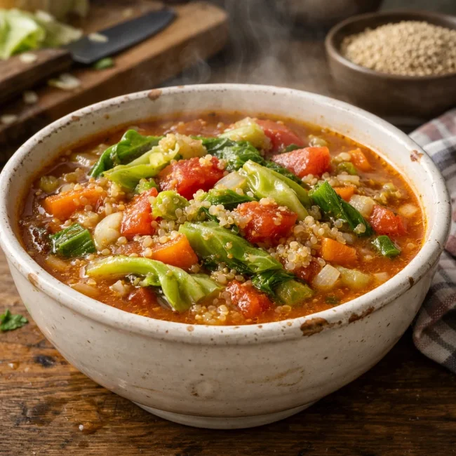 Hearty Quinoa Stuffed Cabbage Soup