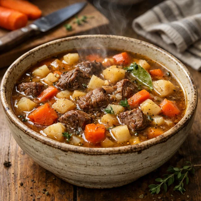 Hearty Root Vegetable & Beef Soup