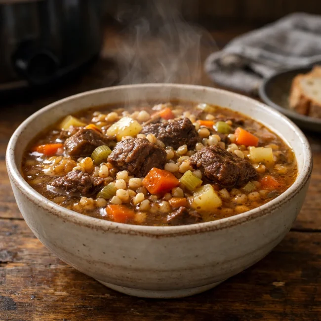 Hearty Slow Cooker Beef and Barley Delight
