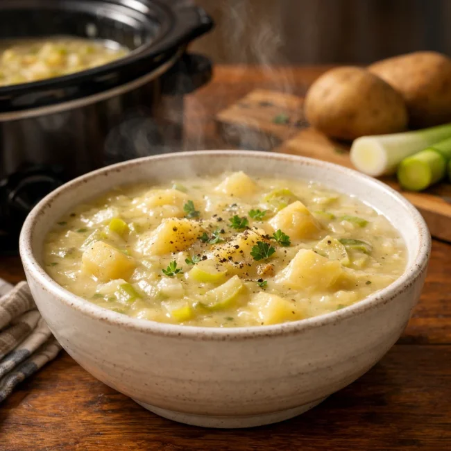 Hearty Slow Cooker Potato and Leek Soup