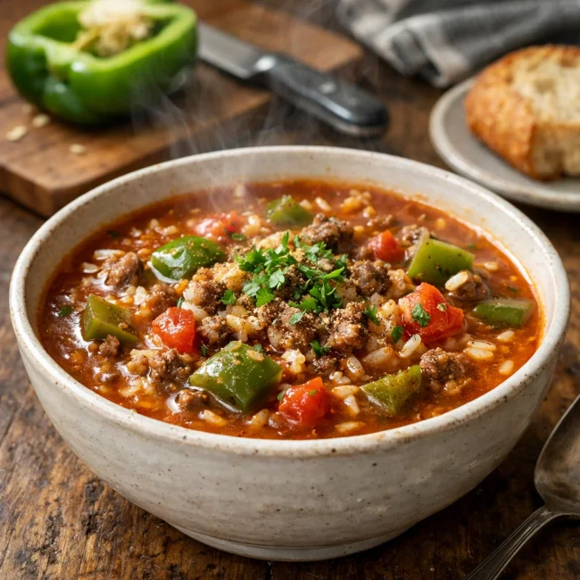 Hearty Stuffed Green Pepper Soup
