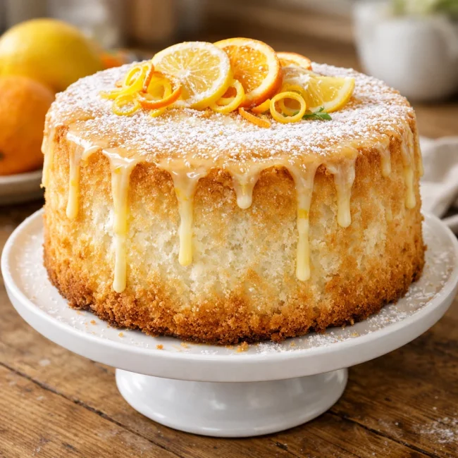 Heavenly Citrus Angel Cake
