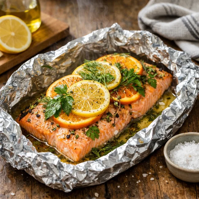 Herb and Citrus Foil Baked Salmon