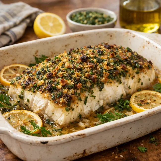 Herb-Crusted Baked Cod