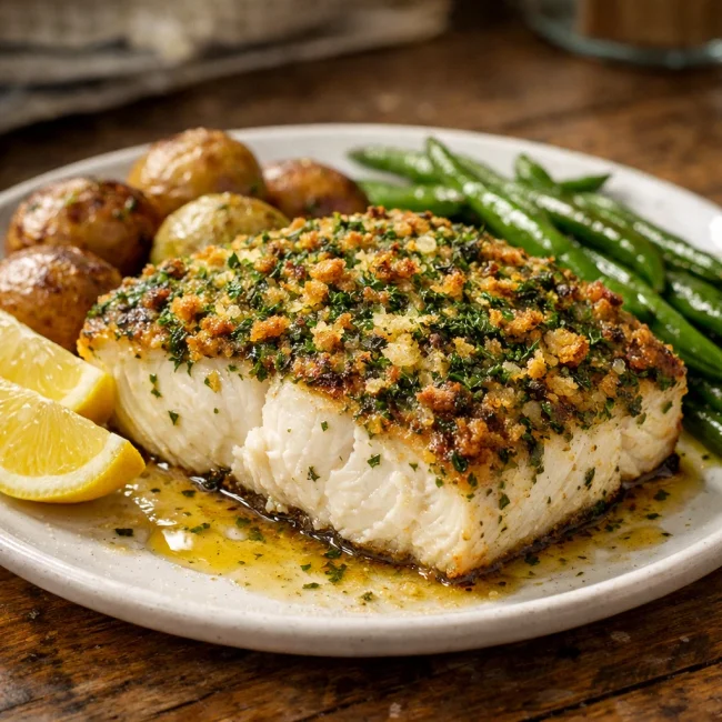 Herb-Crusted Baked Halibut Steaks