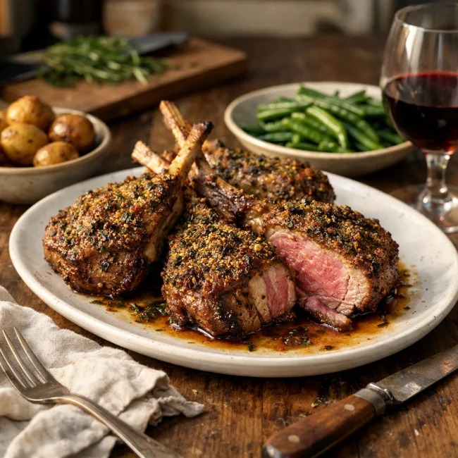 Herb-Crusted Baked Lamb Chops