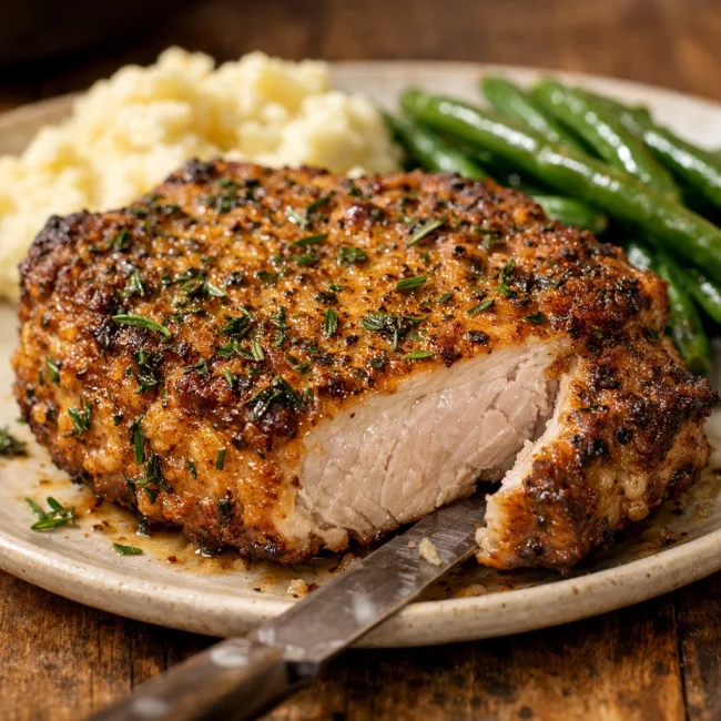 Herb-Crusted Fried Pork Chop