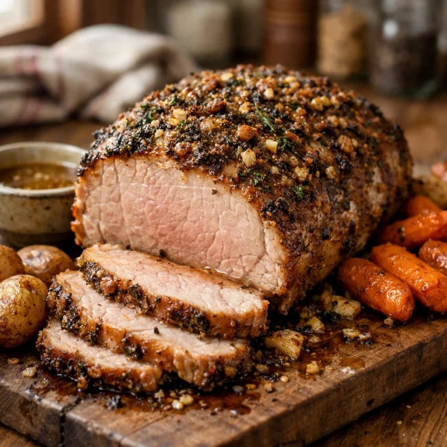 Herb-Crusted Garlic Pork Roast