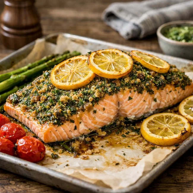 Herb-Crusted Lemon Baked Salmon