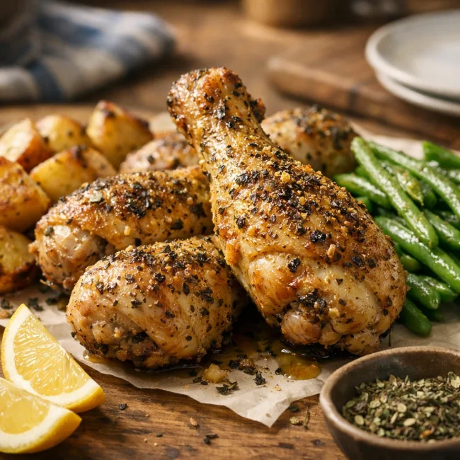 Herb-Crusted Lemon Pepper Chicken Drumsticks