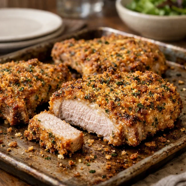 Herb-Crusted Oven-Fried Pork Chops
