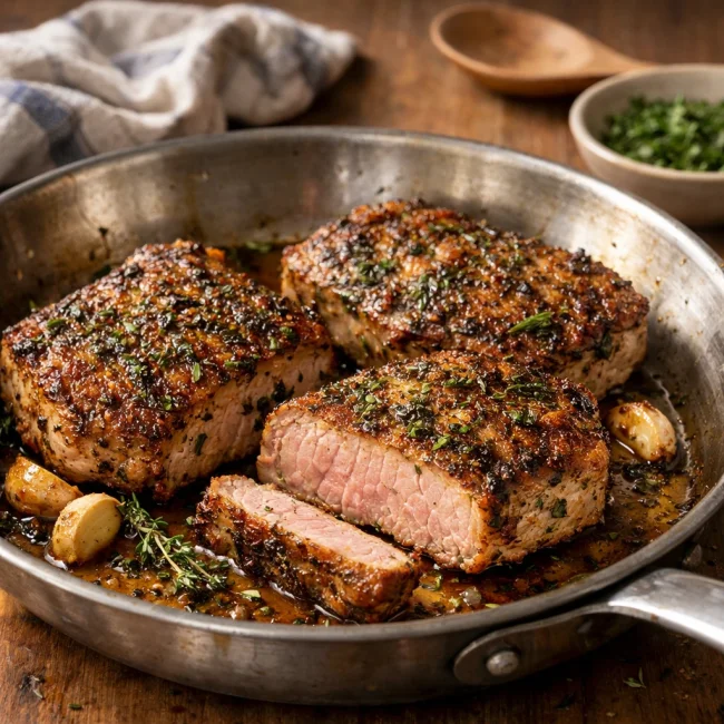 Herb-Crusted Pan-Seared Pork Chops