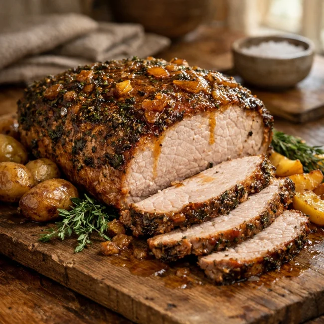 Herb-Crusted Pork Roast with Apple Glaze