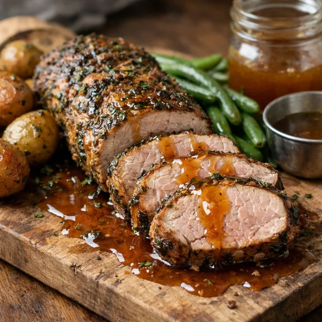 Herb-Crusted Pork Tenderloin with Apple Cider Glaze