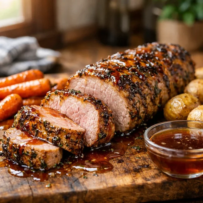 Herb-Crusted Pork Tenderloin with Maple Glaze