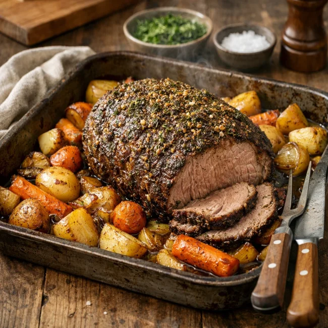 Herb-Crusted Pot Roast with Root Vegetables