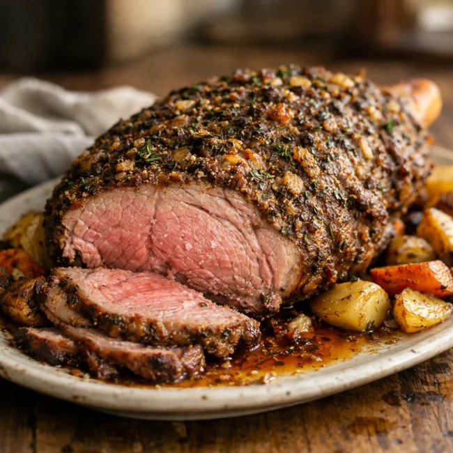 Herb-Crusted Roast Leg of Lamb