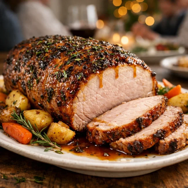 Herb-Crusted Roast Pork with Maple Glaze