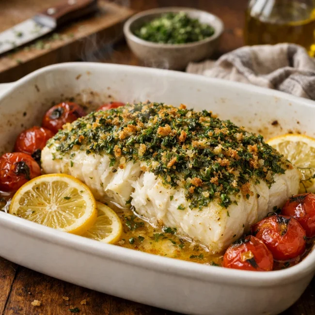 Herb-Infused Baked Cod