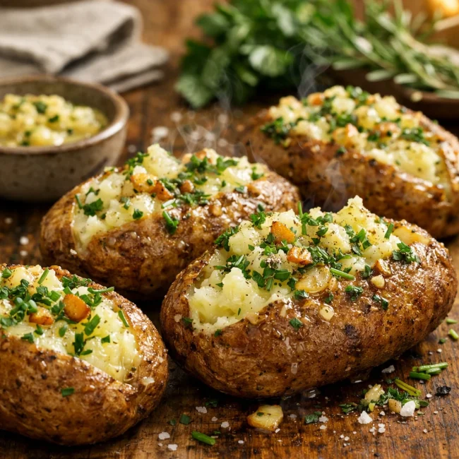 Herb-Infused Baked Potatoes with Garlic Butter