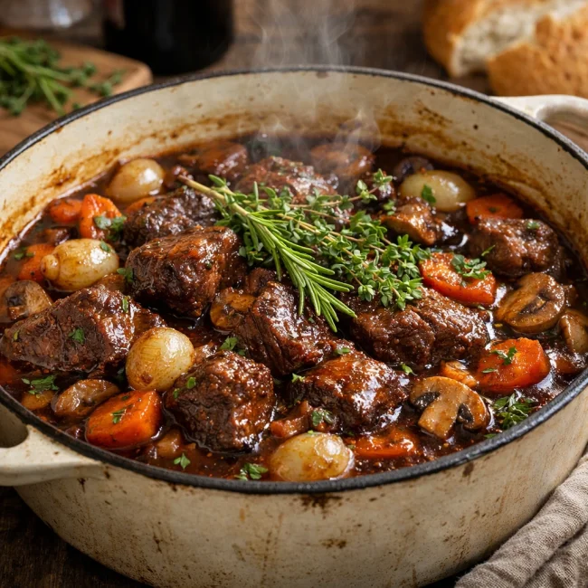 Herb-Infused Beef Bourguignon