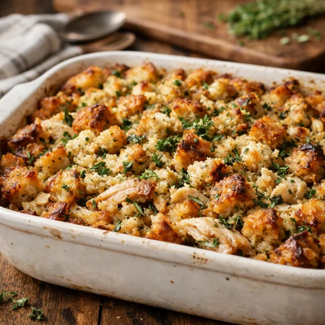 Herb-infused Chicken and Savory Stuffing Casserole