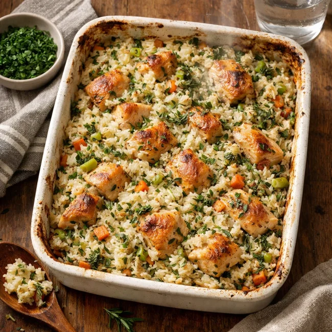 Herb-Infused Chicken Rice Casserole