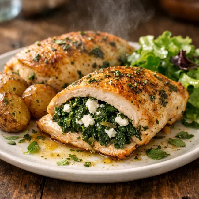 Herb Infused Chicken Stuffed with Spinach and Feta