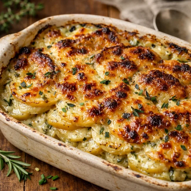 Herb-Infused Creamy Au Gratin Potatoes