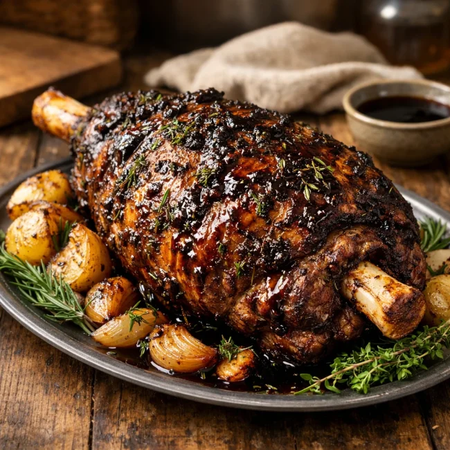 Herb-Infused Leg of Lamb with Balsamic Glaze