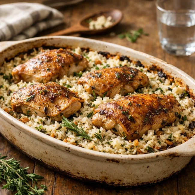 Herb-Infused Oven Baked Chicken Rice