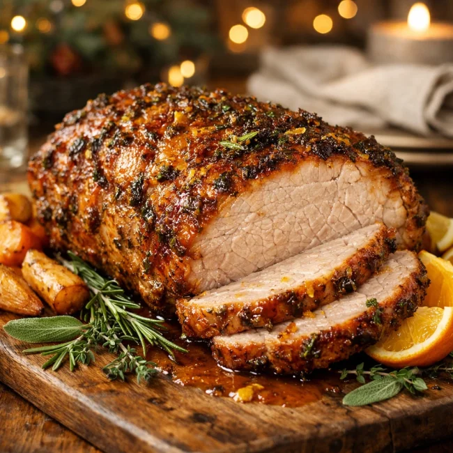 Herb-Infused Oven-Roasted Pork Roast with Citrus Glaze