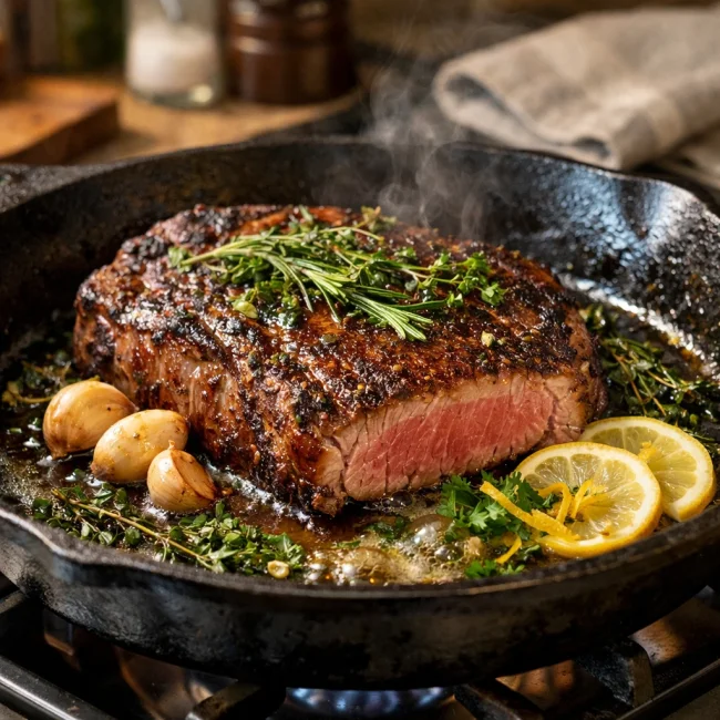 Herb-Infused Pan-Fried Ribeye Steak