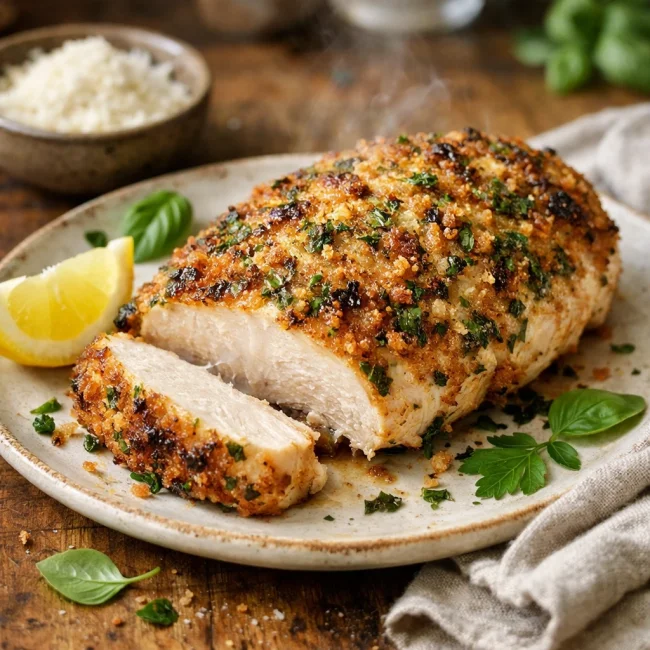 Herb-Infused Parmesan Crusted Chicken