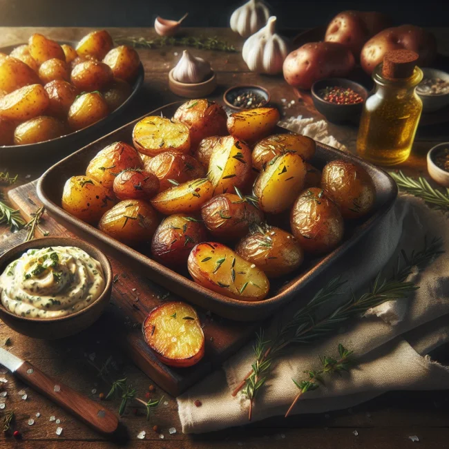 Herb-Infused Roasted Potatoes with Garlic Aioli