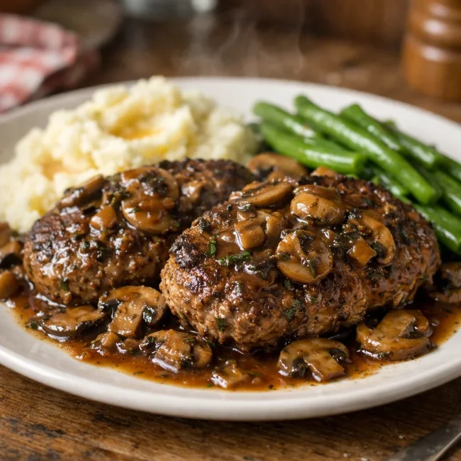 Herb-Infused Salisbury Steak with Mushroom Glaze