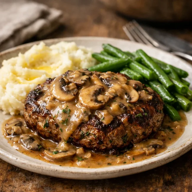 Herb-Infused Salisbury Steak with Mushroom Gravy