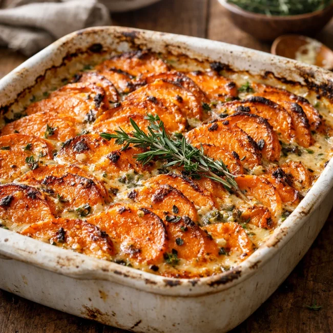 Herb-Infused Scalloped Sweet Potatoes