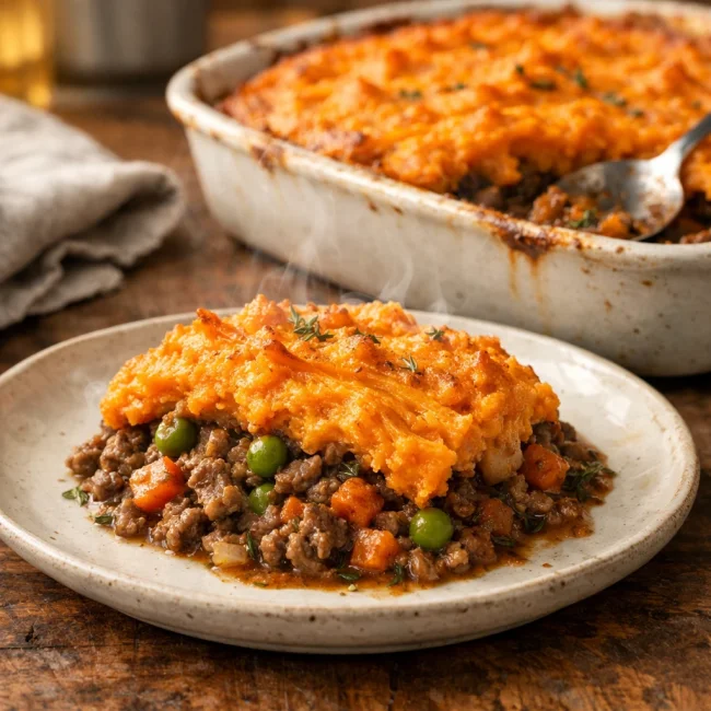 Herb-Infused Shepherd's Pie with Sweet Potato Mash