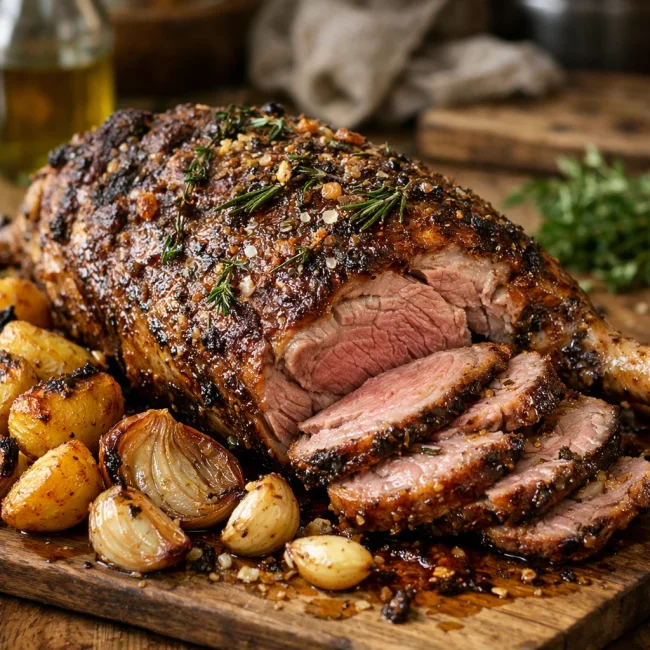 Herb-Infused Slow-Roasted Leg of Lamb
