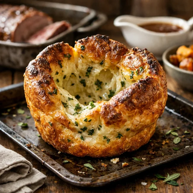 Herb-Infused Yorkshire Pudding with Crispy Edges