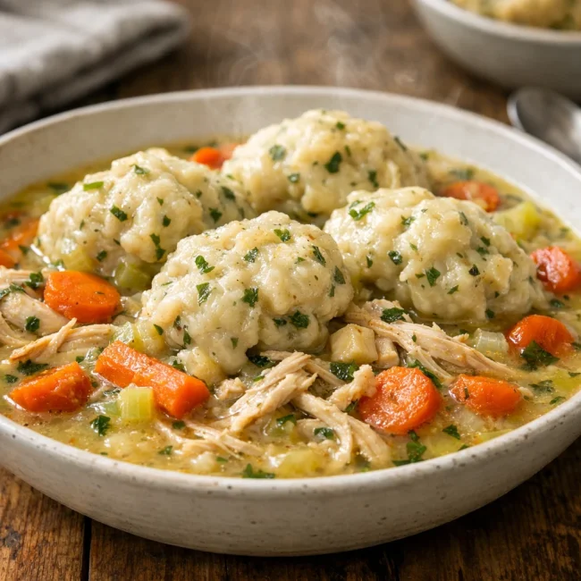 Herbed Chicken and Dumplings with Carrot Medley