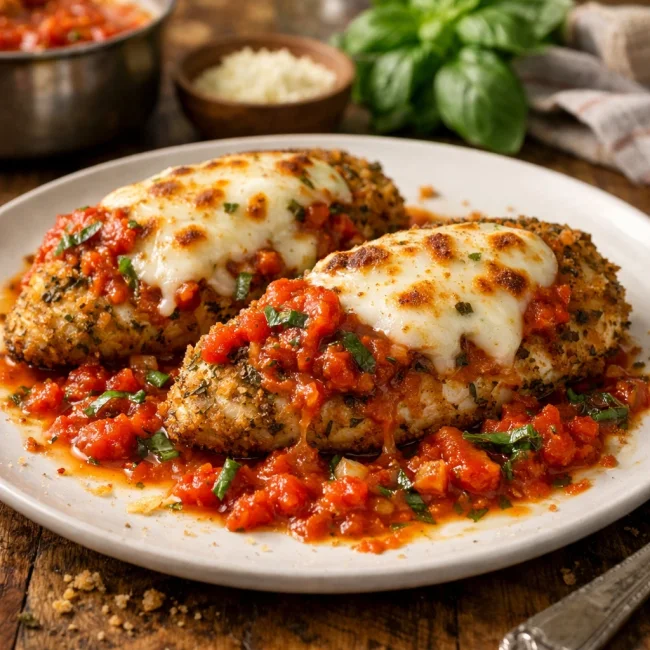 Herbed Chicken Parmesan with Zesty Tomato Sauce