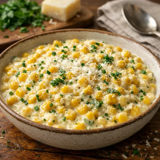 Herbed Creamed Corn with Parmesan